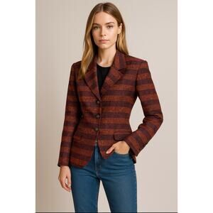 Vintage Christian Dior Abstract Pattern Blazer Size 4 – Rare 90s Fall Colors Mid